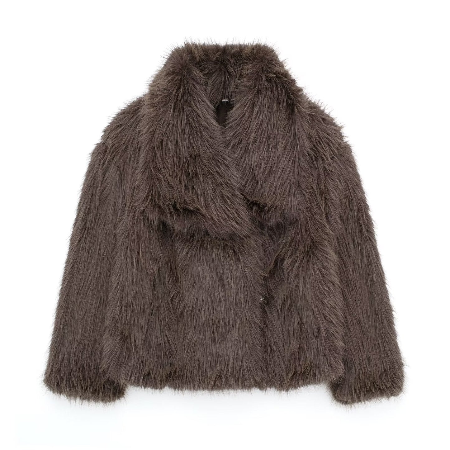 Luxe pluche dames winterjas met turn-down kraag | Trendy kort model