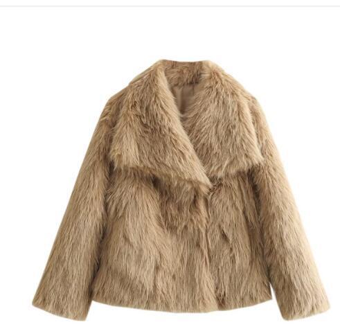 Luxe pluche dames winterjas met turn-down kraag | Trendy kort model