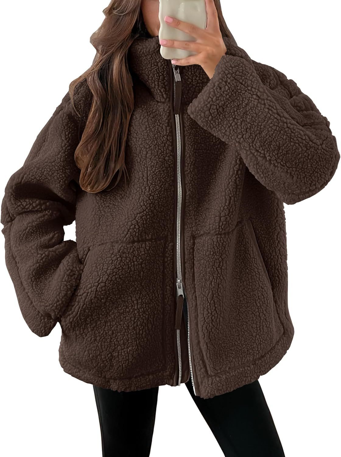 Oversized dames fleece jas | Warme en zachte winterjas van wolblend