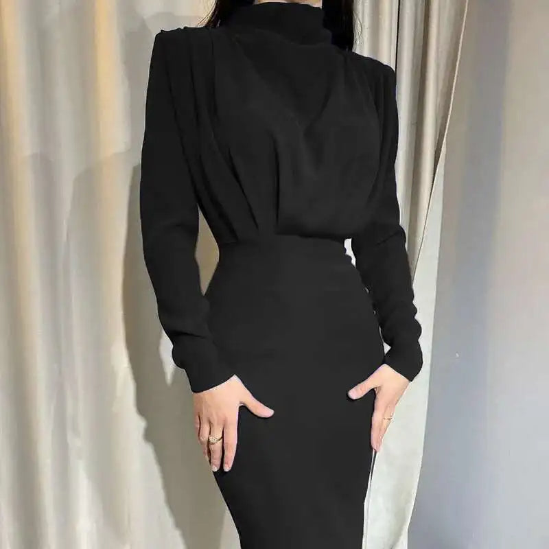 ZAYRA | Midi-jurk met colkraag en elegante belijning