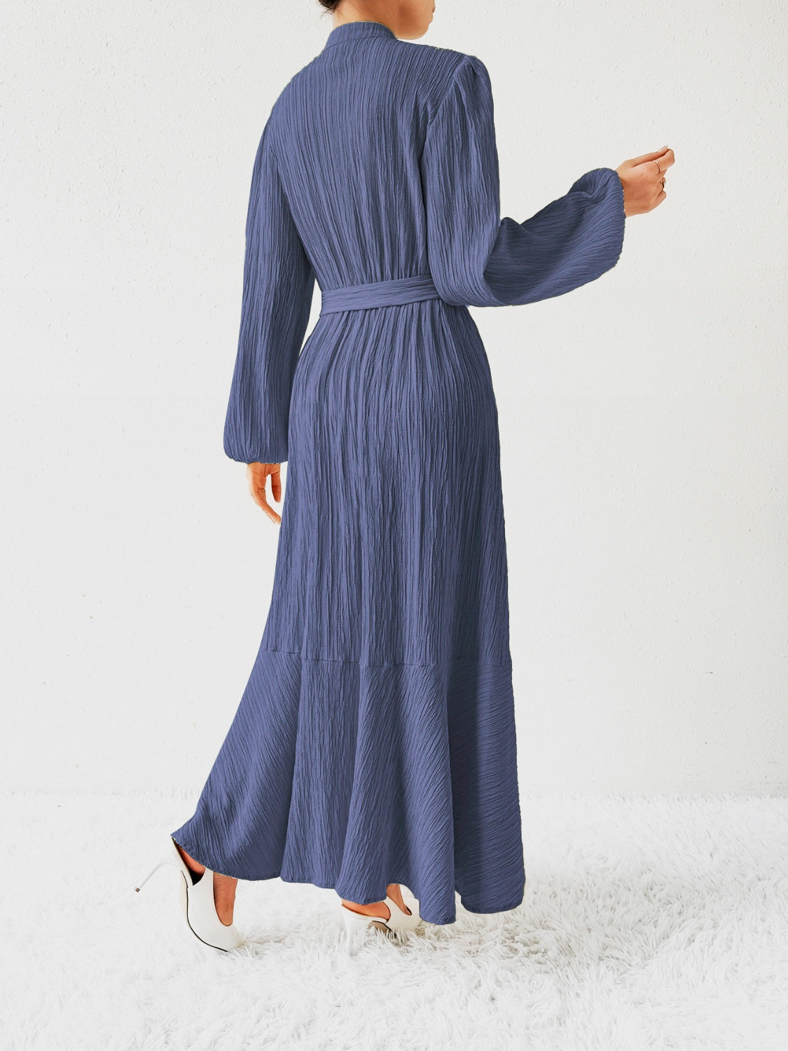 MAUREEN | Jurk met Lange Mouwen en Tailleaccent