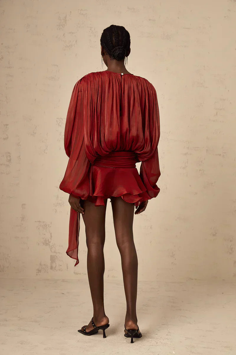 ISMARA | Jurk met Ballonmouwen en Flatterende Taille