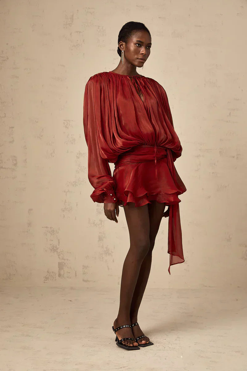 ISMARA | Jurk met Ballonmouwen en Flatterende Taille