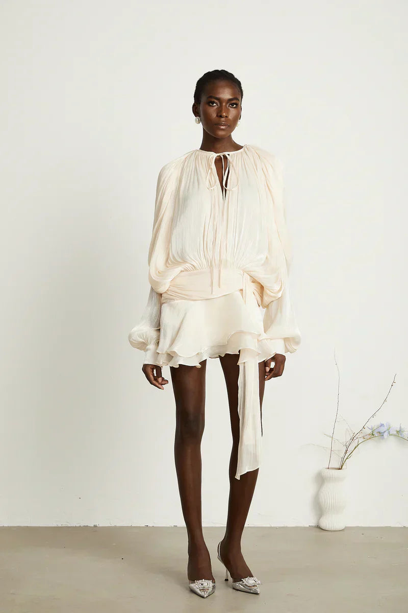 ISMARA | Jurk met Ballonmouwen en Flatterende Taille