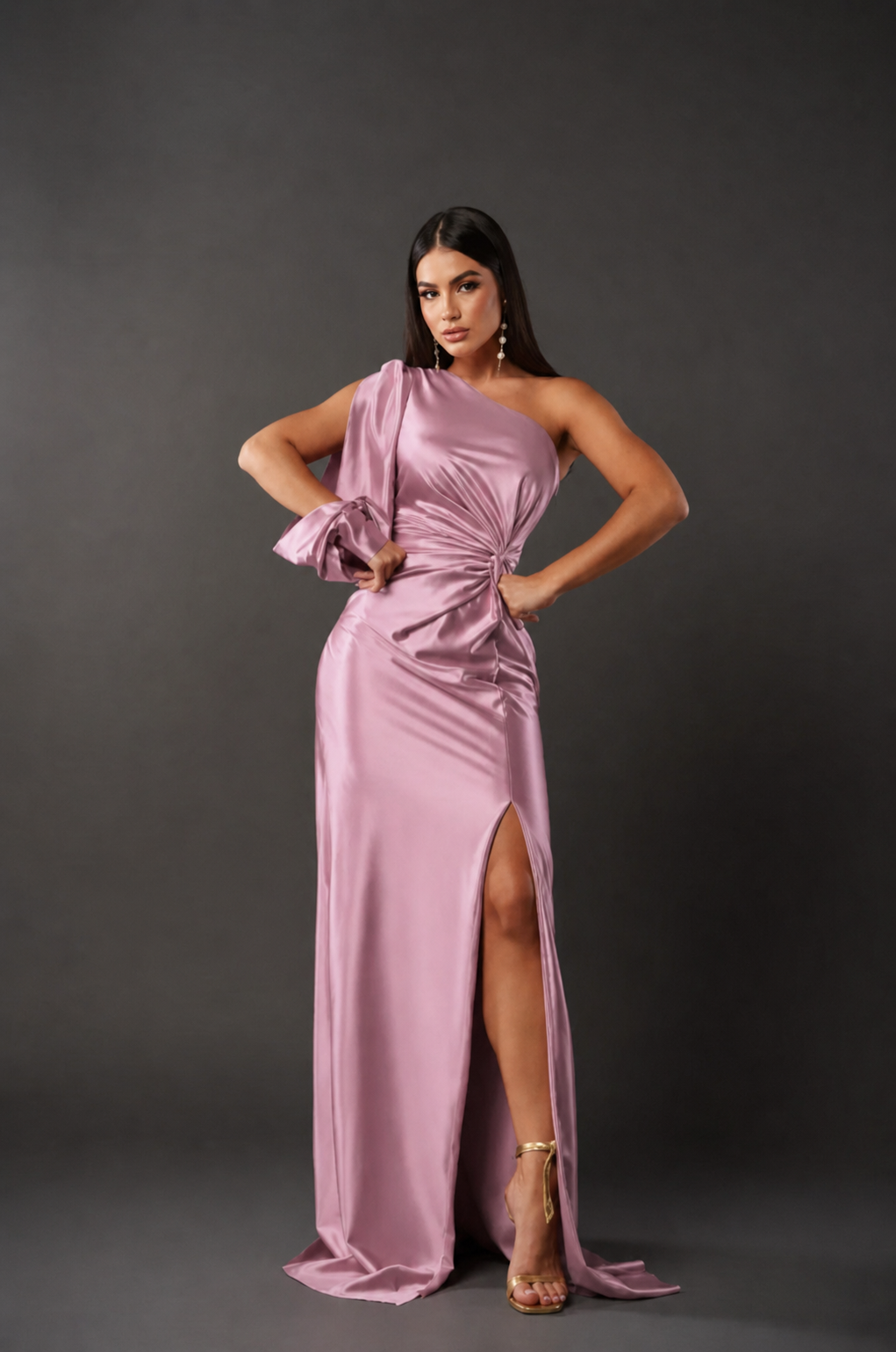 DALINA | One-Shoulder Bruiloftsgast Maxi Jurk met Split