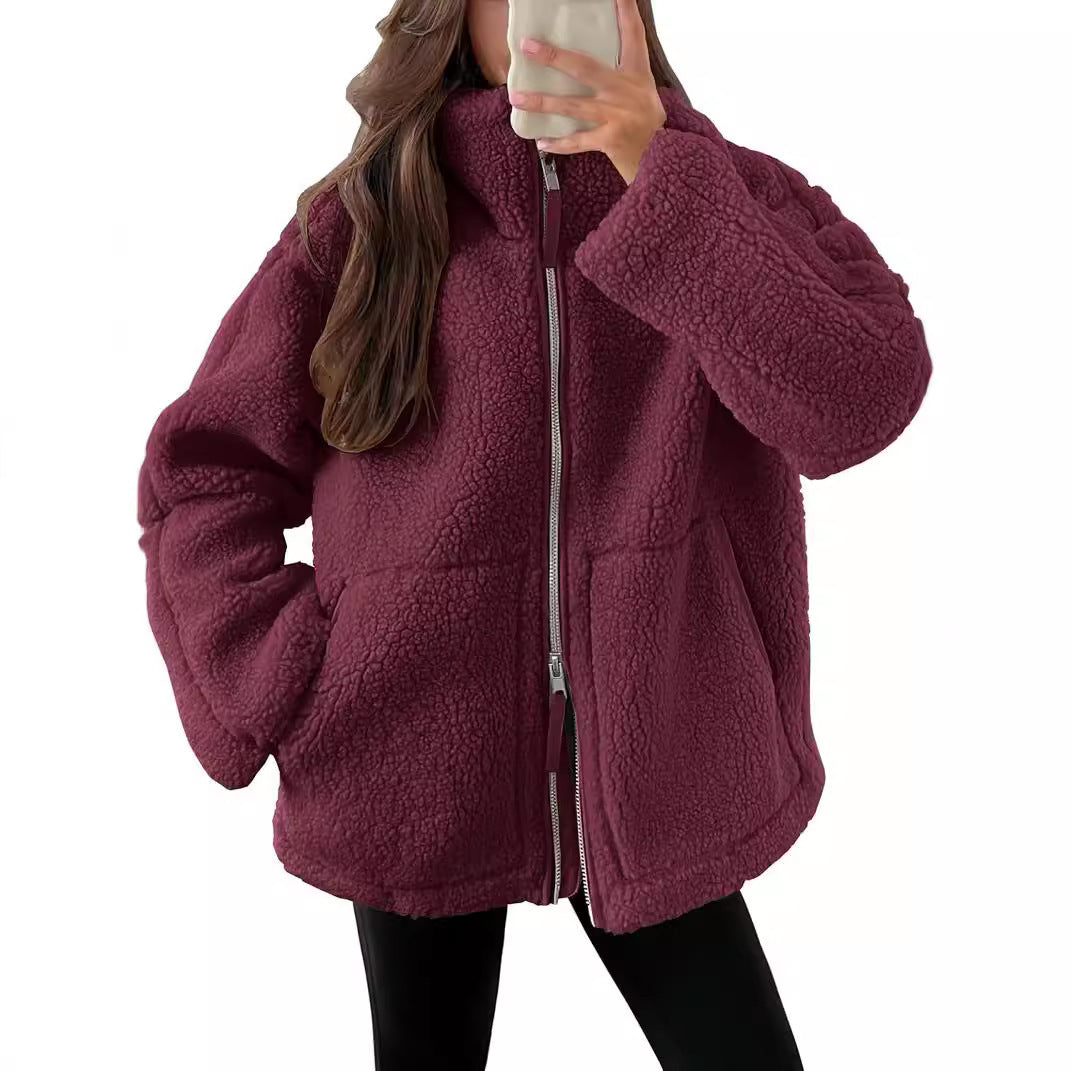 Oversized dames fleece jas | Warme en zachte winterjas van wolblend