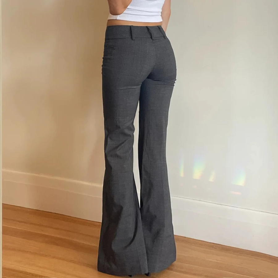 LORENTE | Hoog uitgesneden Elegante Broek met Uitlopende Pijpen