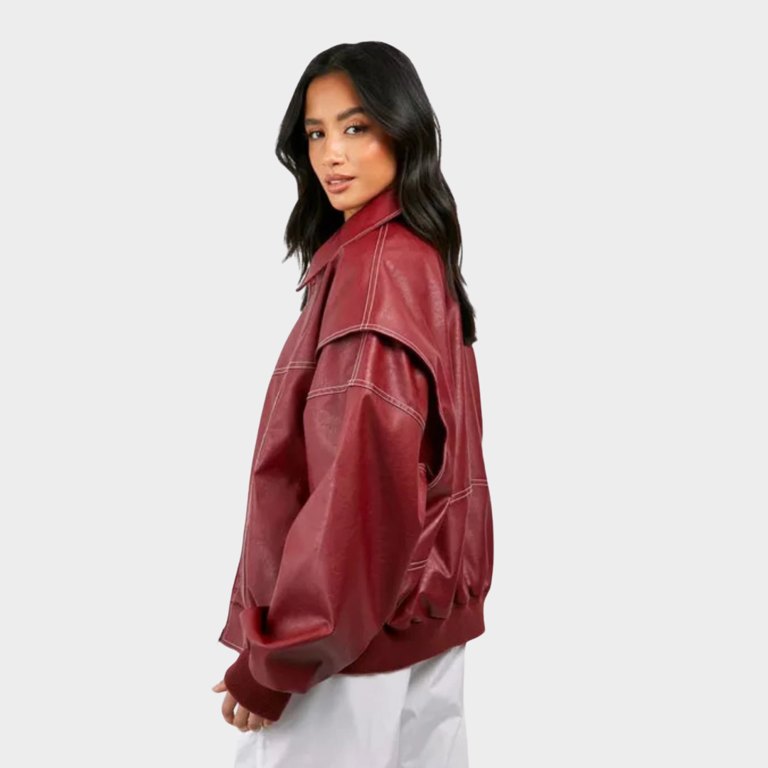 Oversized bomberjack met contrasterende stiksels