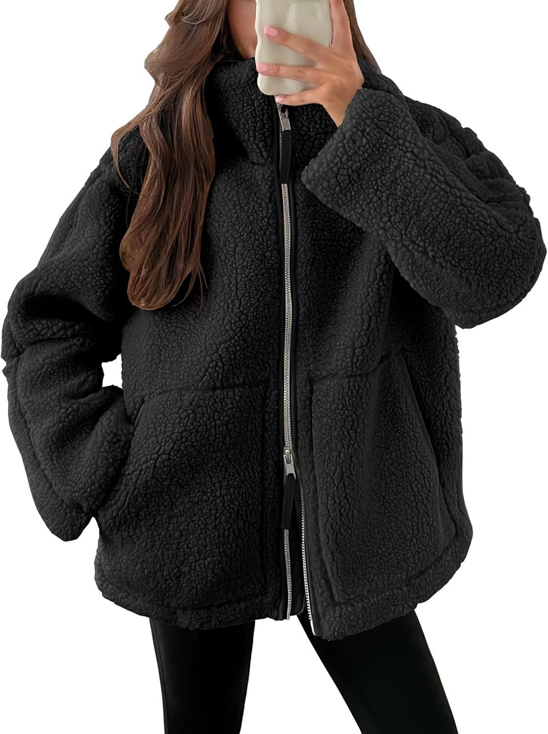 Oversized dames fleece jas | Warme en zachte winterjas van wolblend