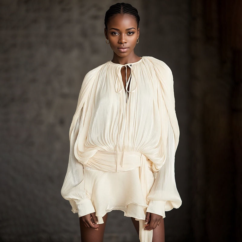 ISMARA | Jurk met Ballonmouwen en Flatterende Taille