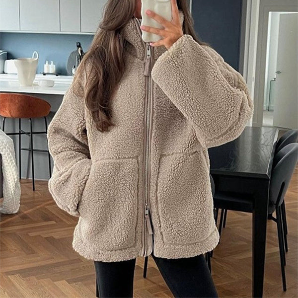 Oversized dames fleece jas | Warme en zachte winterjas van wolblend