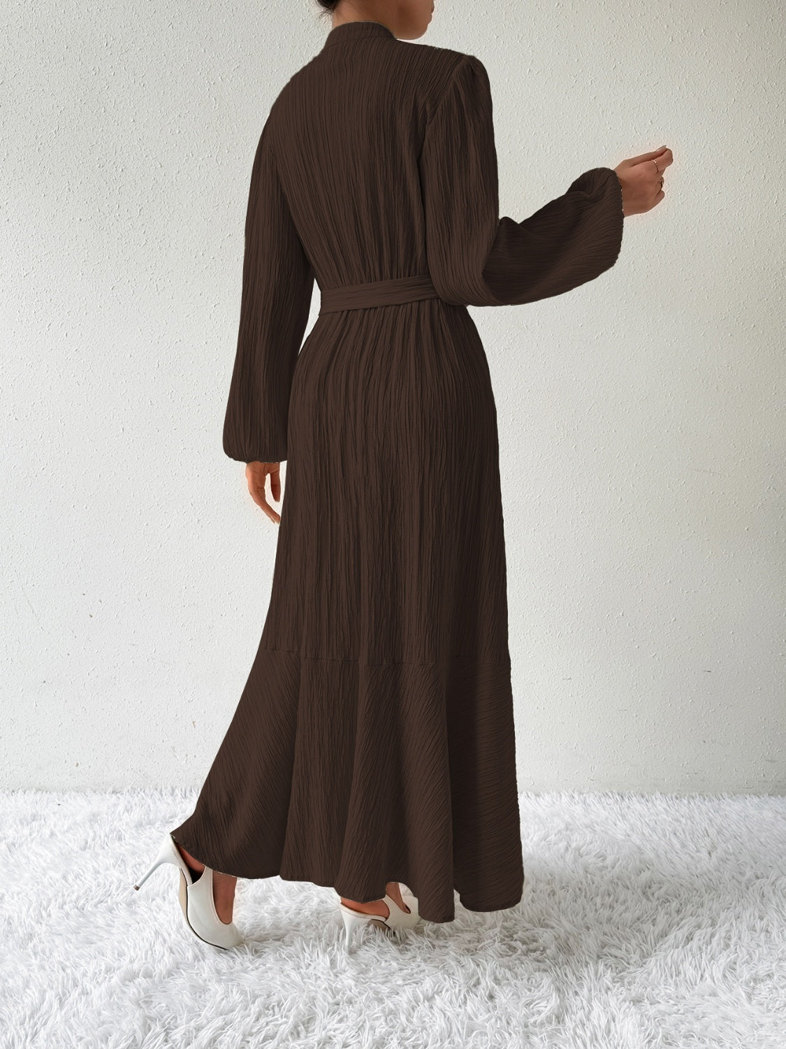 MAUREEN | Jurk met Lange Mouwen en Tailleaccent