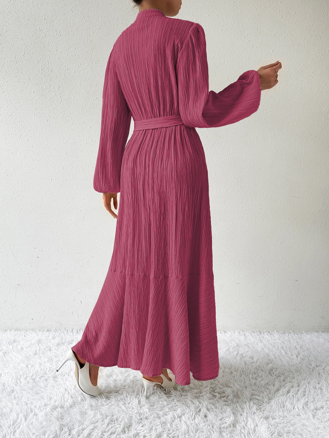 MAUREEN | Jurk met Lange Mouwen en Tailleaccent