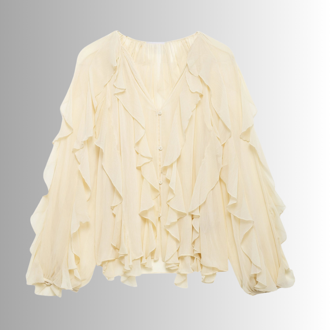 RAELLE | Elegante Blouse met Ruches en Transparante Lagen