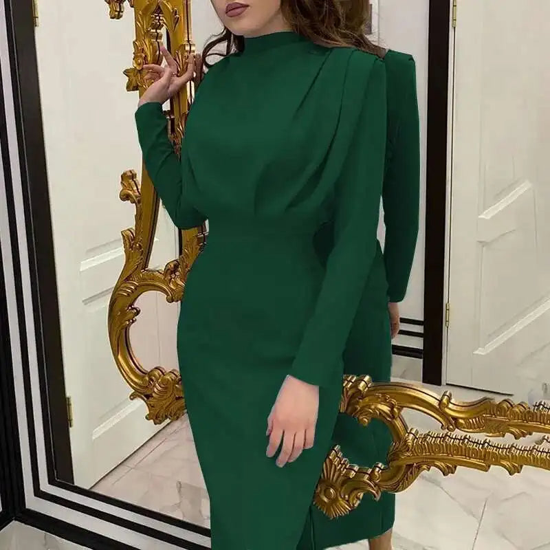 ZAYRA | Midi-jurk met colkraag en elegante belijning