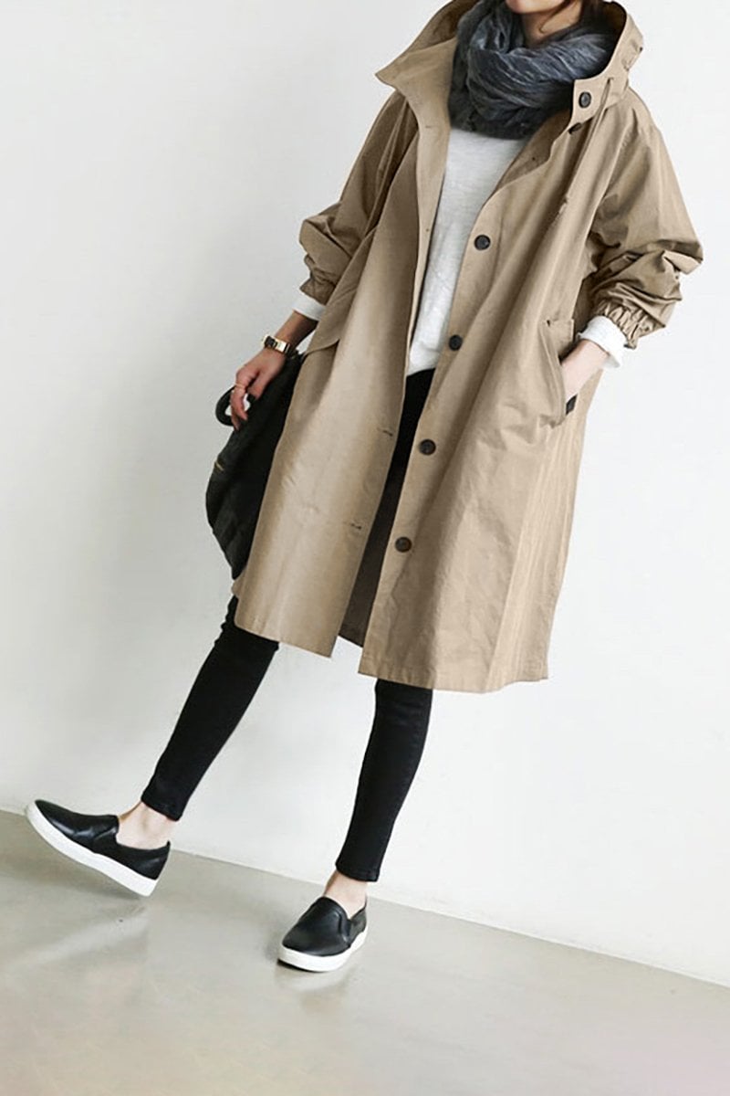 Waterdichte dames trenchcoat met capuchon | Stijlvolle tussenjas voor lente en herfst