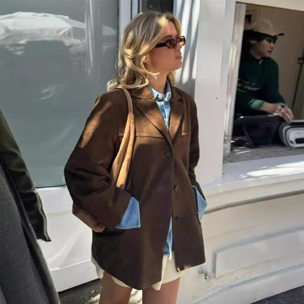 Suède dames trenchcoat met ceintuur | Elegante mantel voor een stijlvolle herfstlook