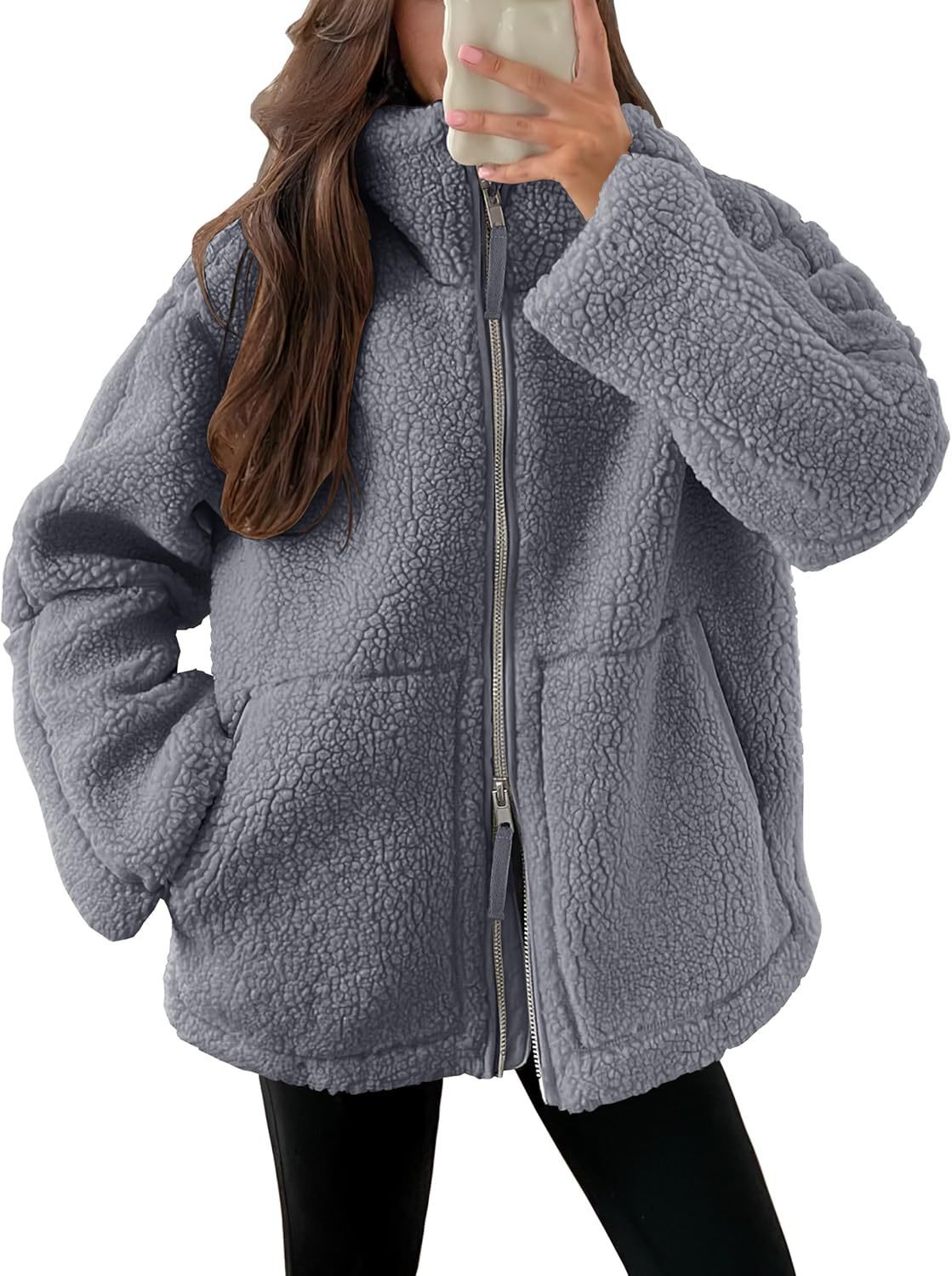Oversized dames fleece jas | Warme en zachte winterjas van wolblend