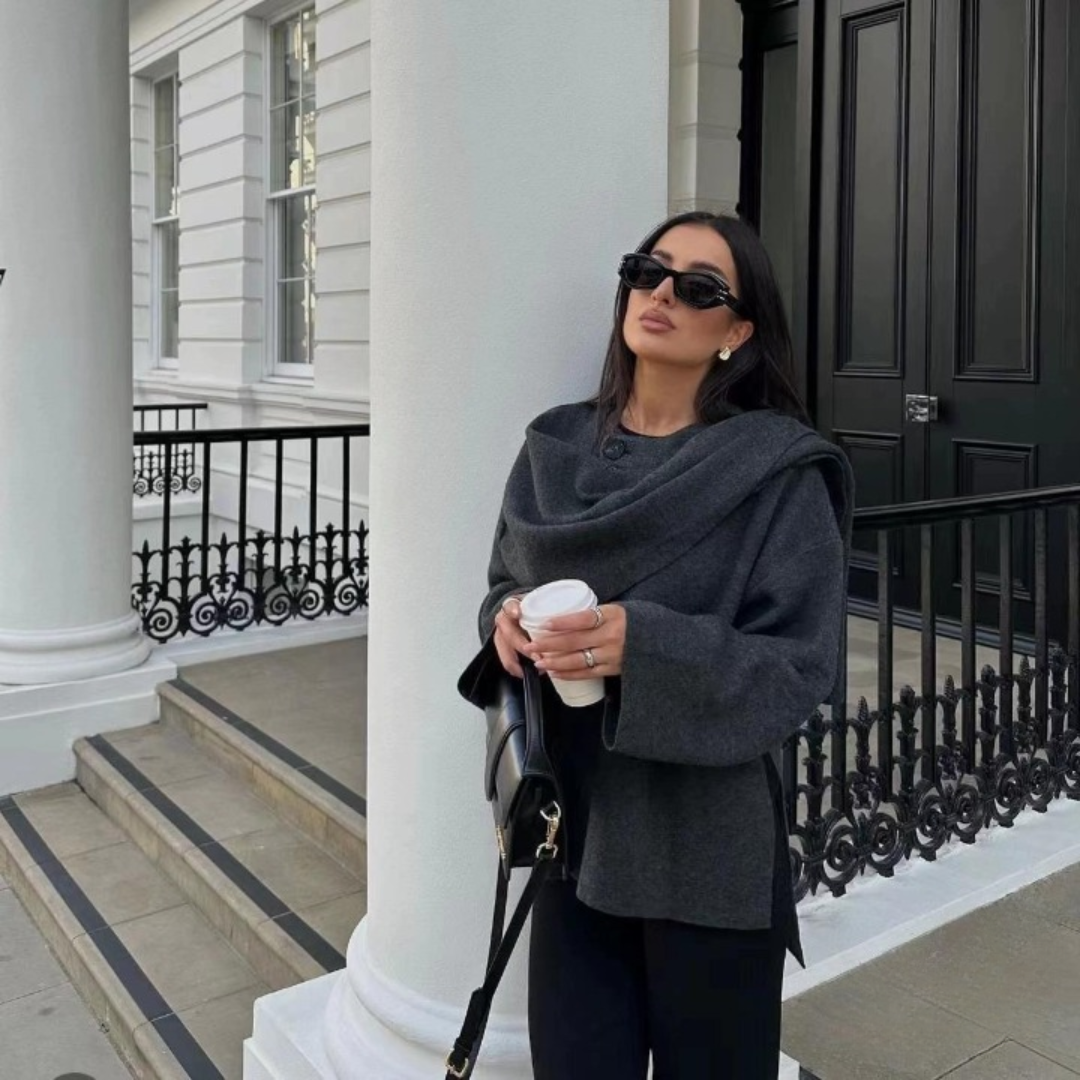 Oversized wollen jas met knoopsluiting en luxe voering