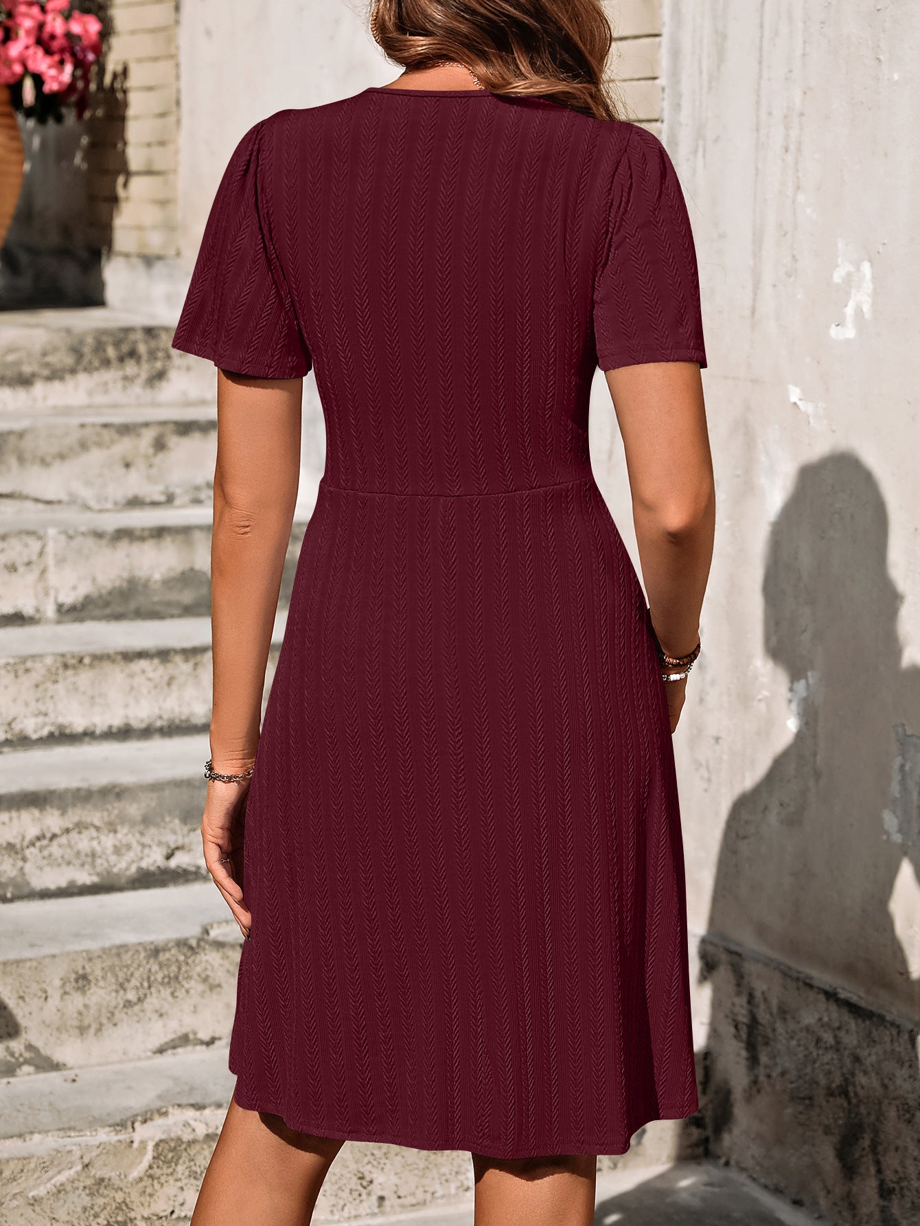 LYANA | Casual Katoenen Zomerjurk met Knoopdetail