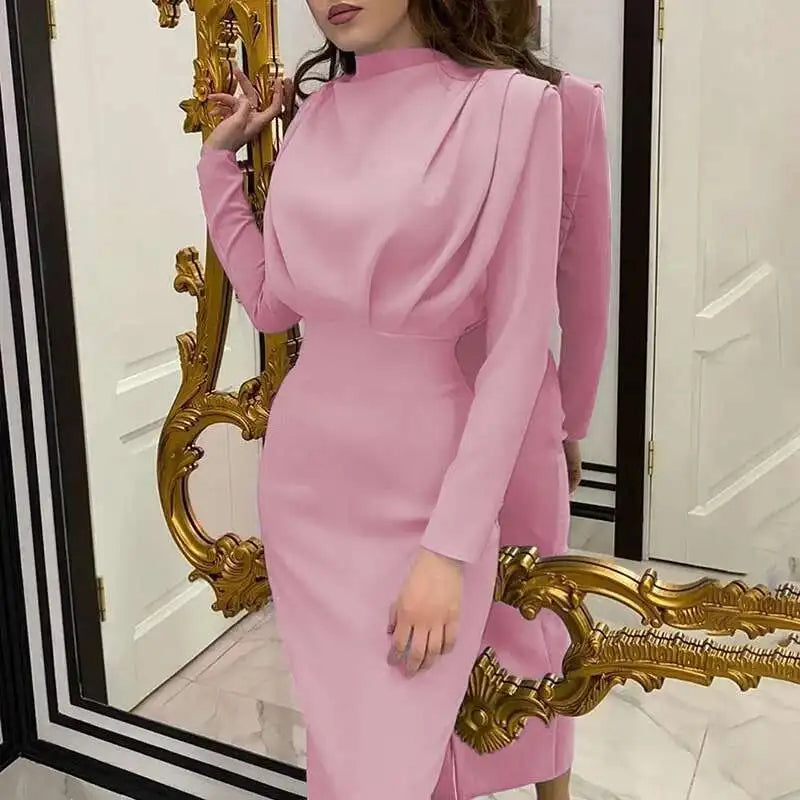 ZAYRA | Midi-jurk met colkraag en elegante belijning