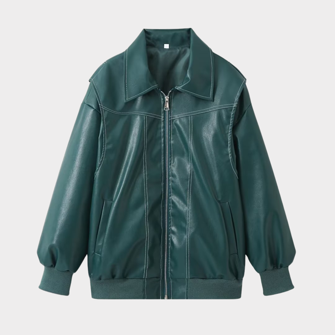 Oversized bomberjack met contrasterende stiksels