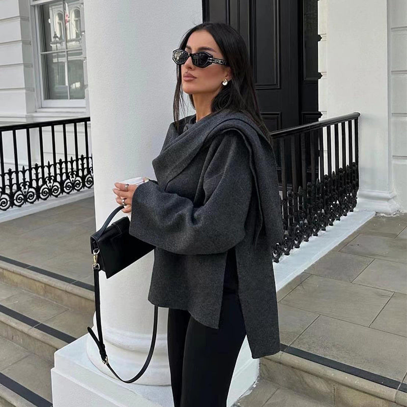 Oversized wollen jas met knoopsluiting en luxe voering