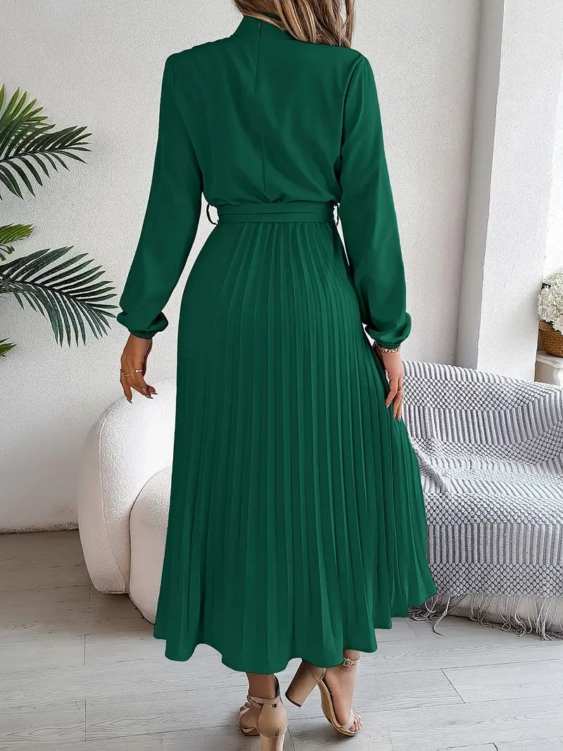 SERENA – Minimalistische Midi Jurk met Ceintuur