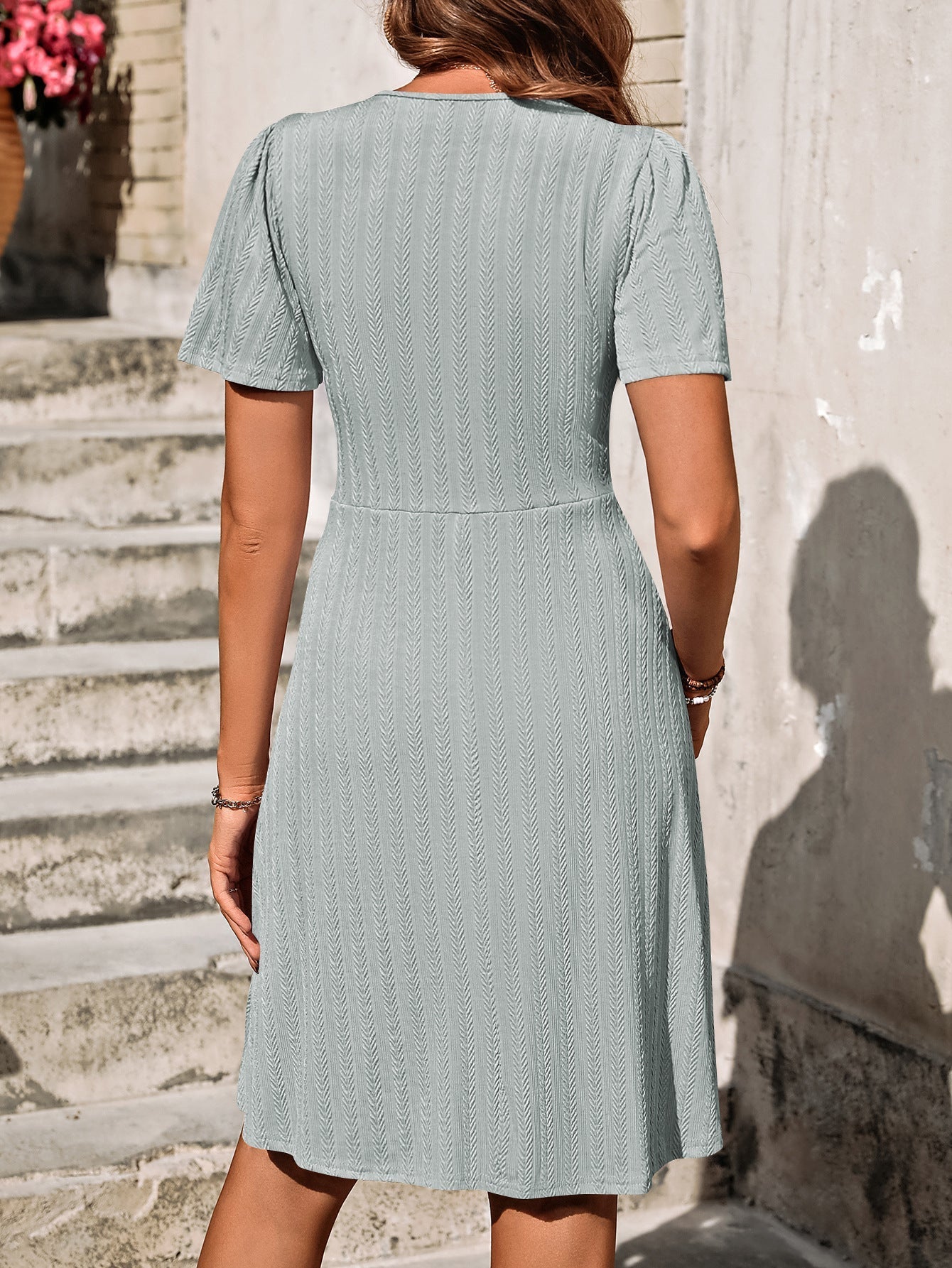 LYANA | Casual Katoenen Zomerjurk met Knoopdetail