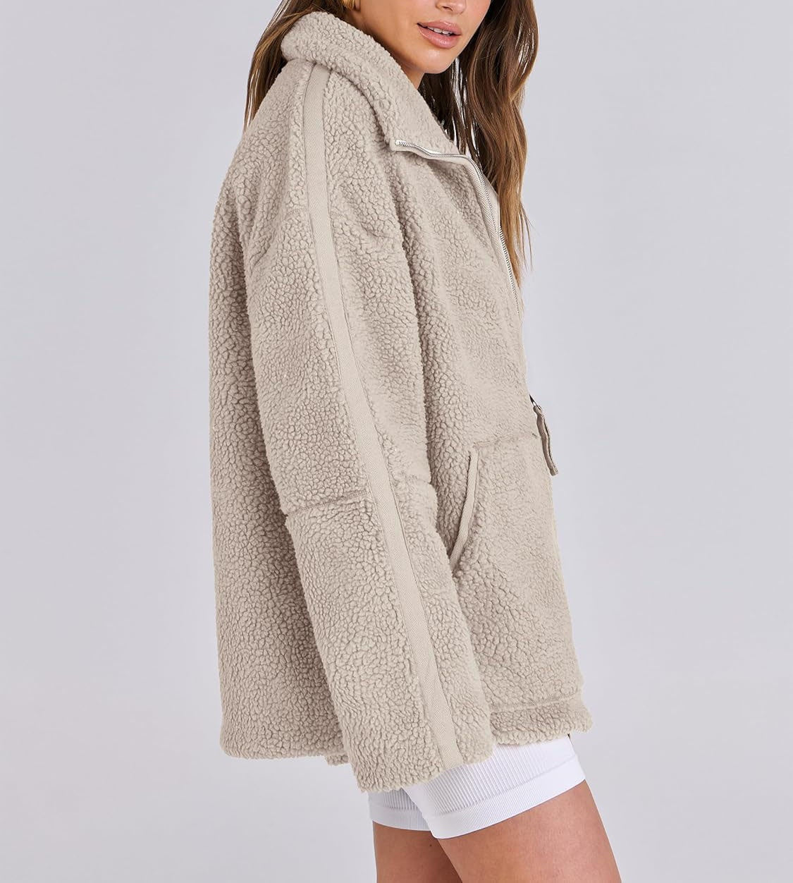 Oversized dames fleece jas | Warme en zachte winterjas van wolblend