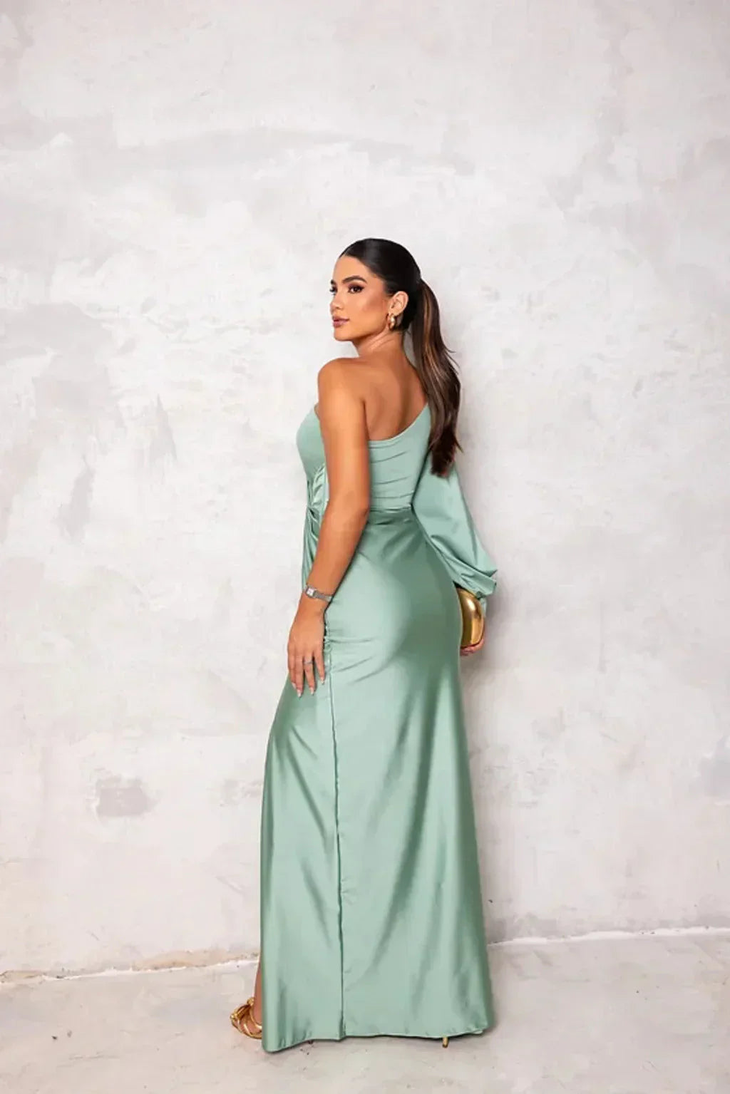 DALINA | One-Shoulder Bruiloftsgast Maxi Jurk met Split