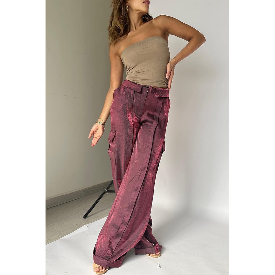 VIRENA | Glitter Wijde Pantalon met Taillekoord