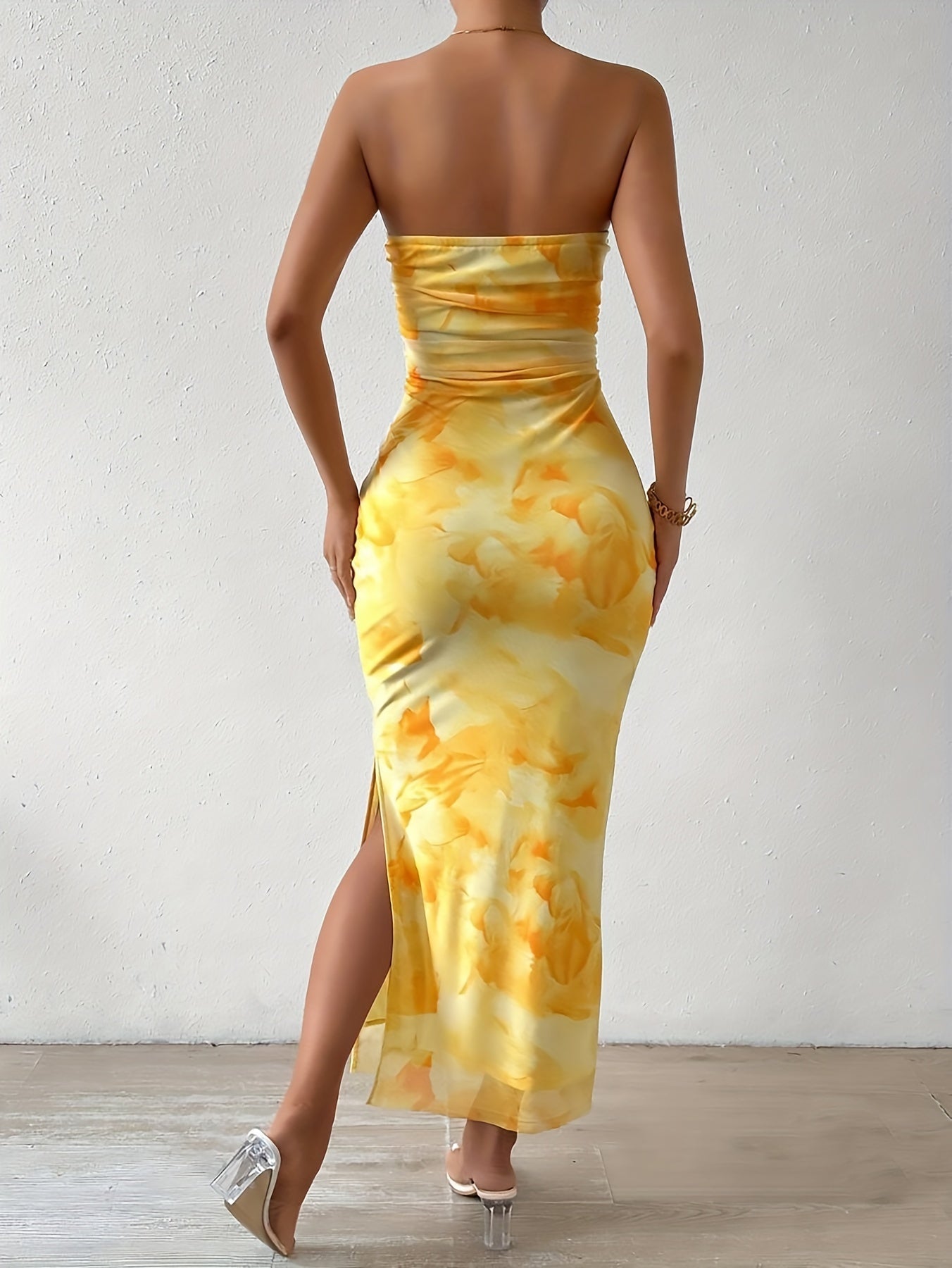 SERENNA | Strapless bodycon avondjurk met hoge split