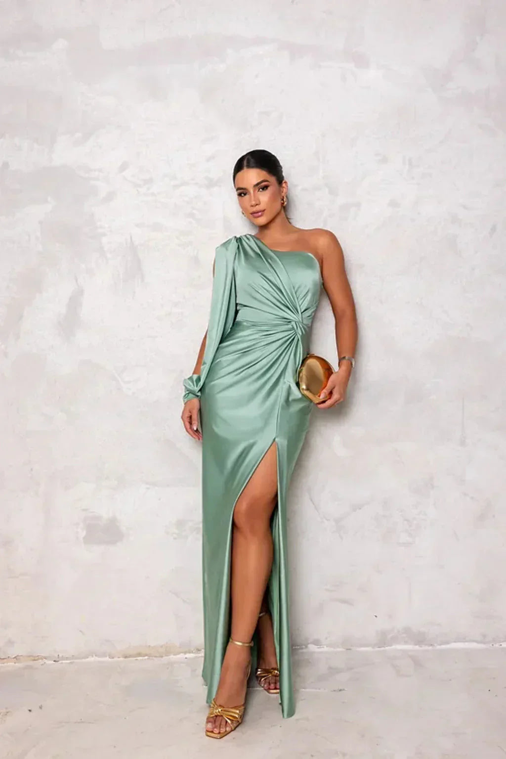 DALINA | One-Shoulder Bruiloftsgast Maxi Jurk met Split