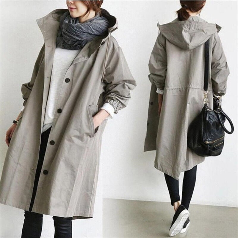 Waterdichte dames trenchcoat met capuchon | Stijlvolle tussenjas voor lente en herfst