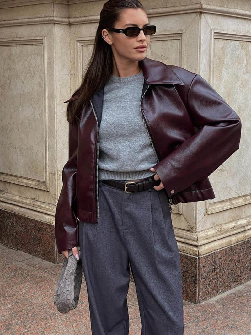 VARESSA | Boxy leren jas – Tijdloze statement outerwear