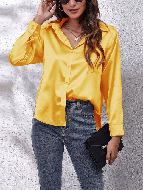 ANA LUIZA | Satijnen Blouse met Luxe Glans & Tijdloze Klasse 15