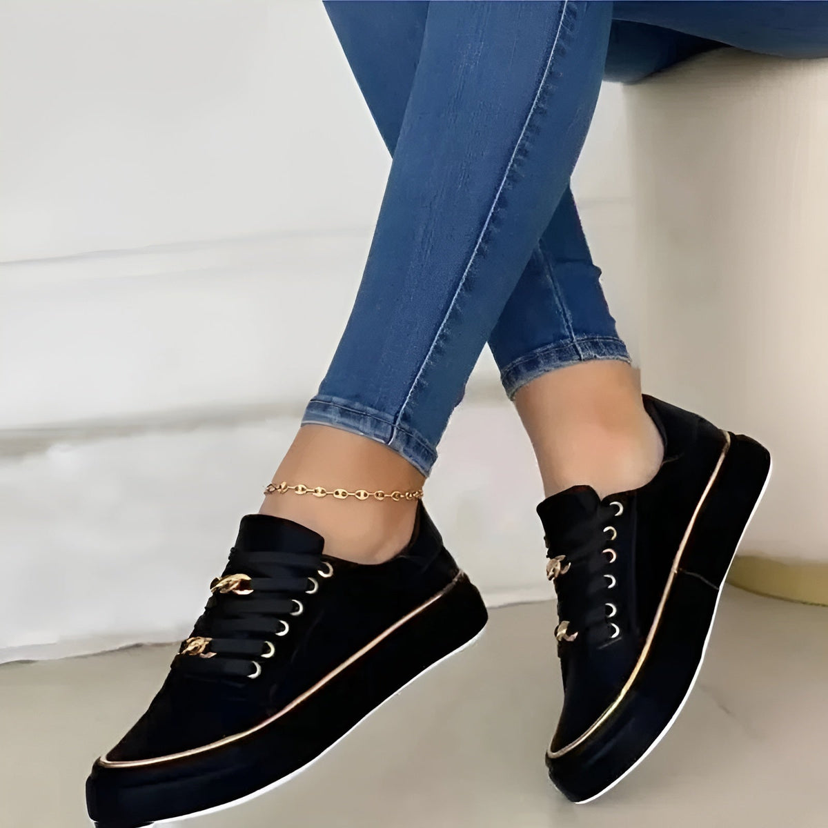 Ava Dames Sneakers | Orthopedisch Comfort met Gouden Accenten 5