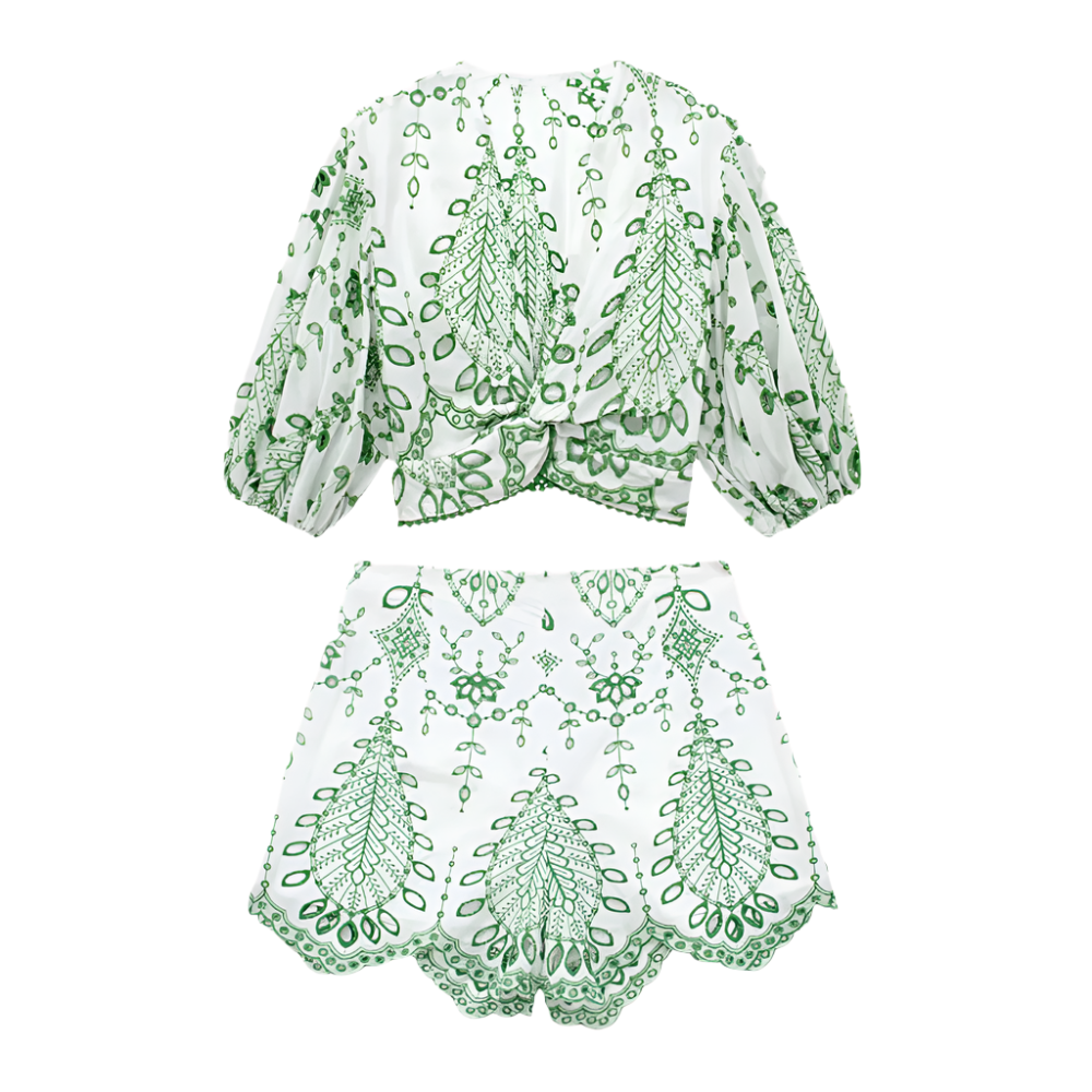 LUMI | Luchtige co-ord set met geborduurde details