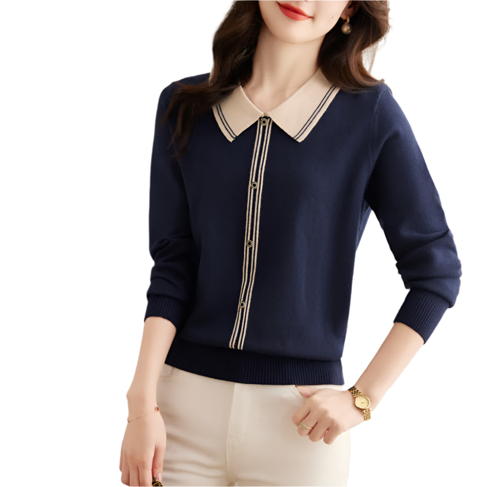 MAREN | Elegante gebreide trui met contrasterende kraag