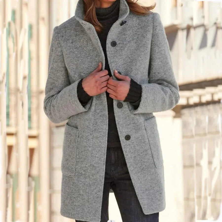 Elegante damesjas met hoge kraag | Warme en stijlvolle wintermantel
