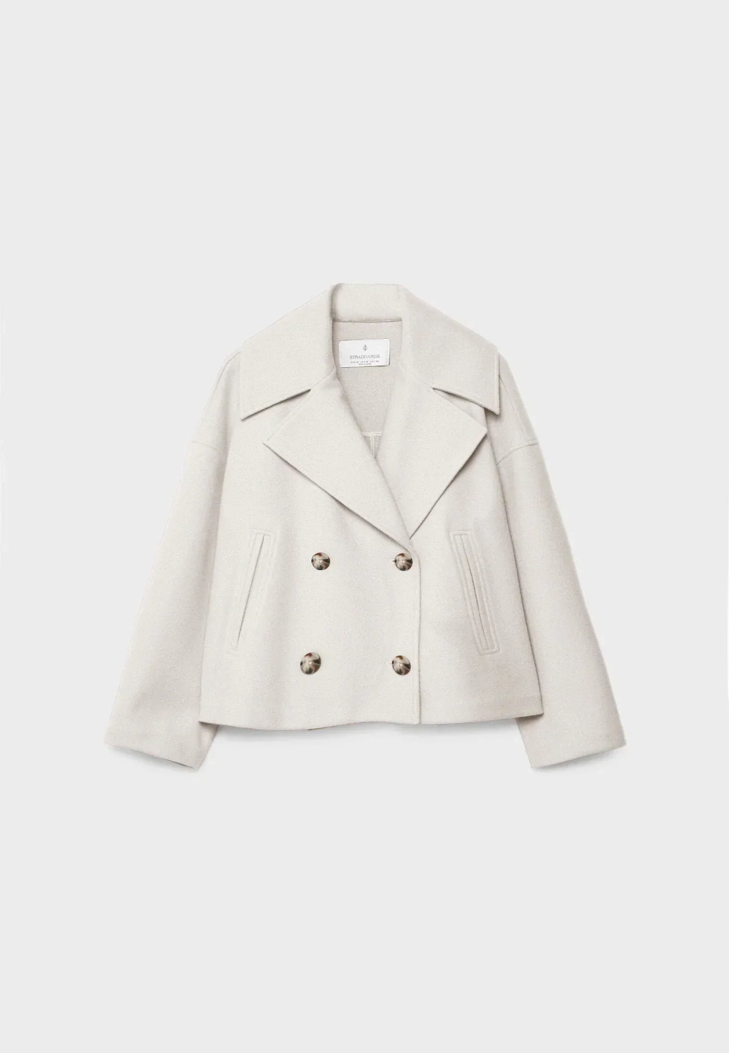 Chique korte damesjas met dubbele knopen | Cropped double-breasted mantel