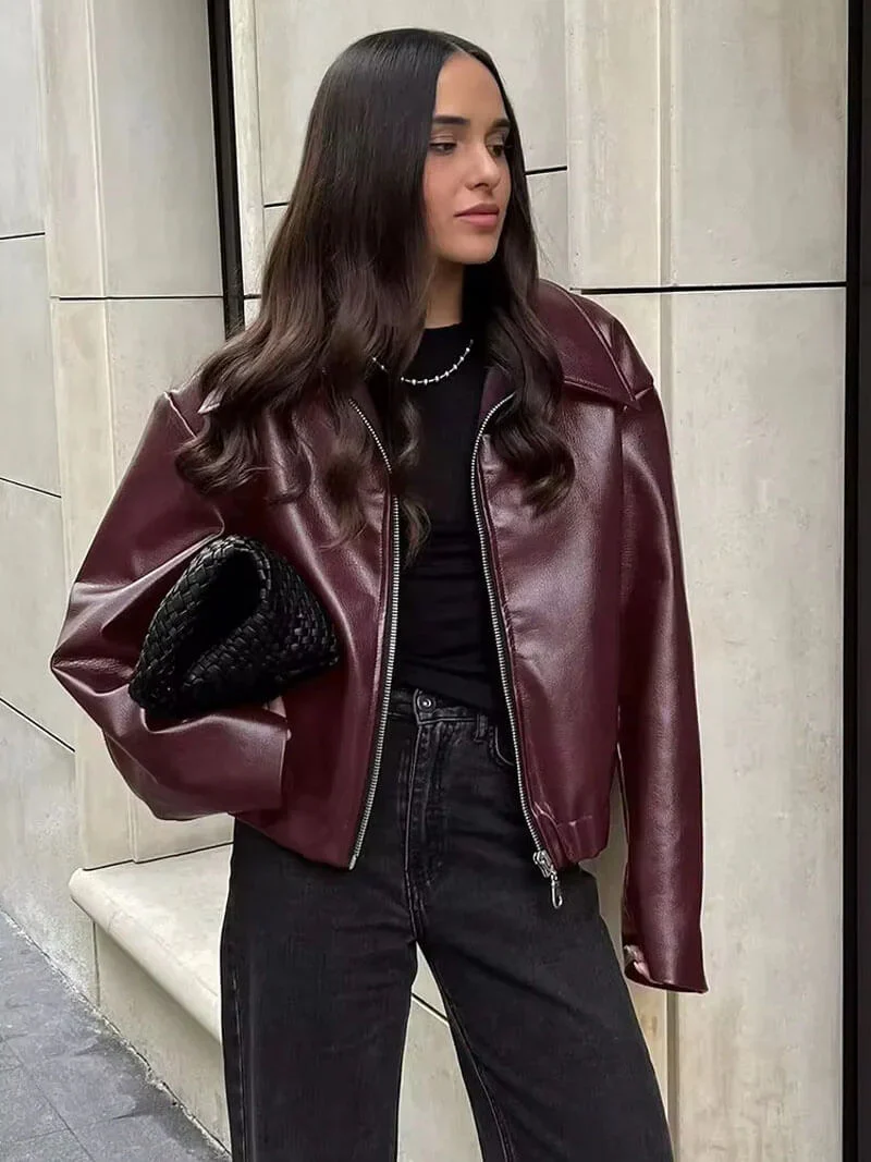 VARESSA | Boxy leren jas – Tijdloze statement outerwear