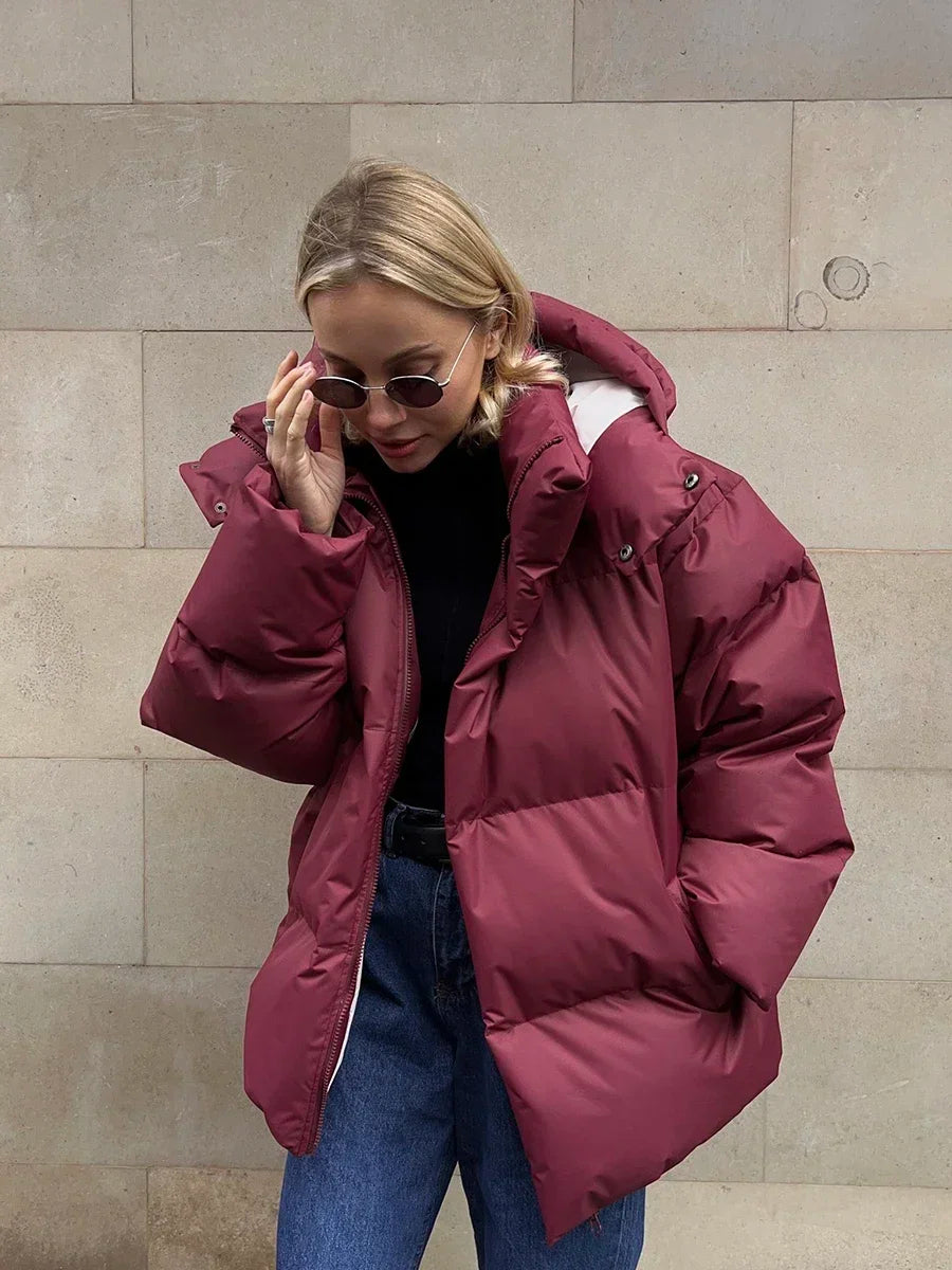Dames Puffer Winterjas met Oversized Pasvorm en Verstelbare Capuchon 4