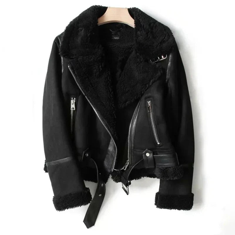 Diva Dames Winterjas | Imitatieleer met Teddyvoering, Verstelbare Taille 1