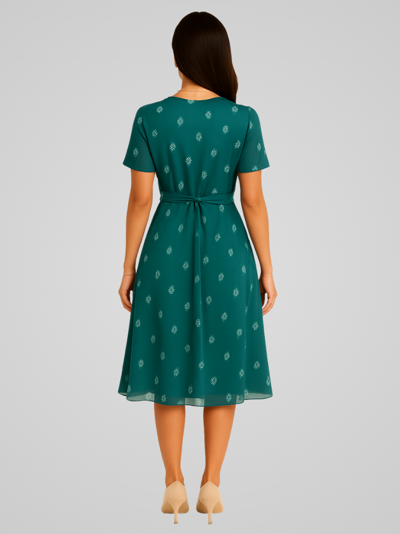 Selina – Luchtige Midi Jurk met V-hals