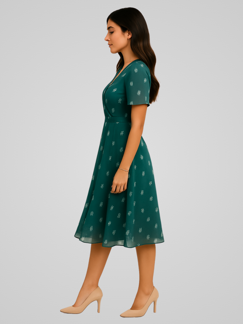 Selina – Luchtige Midi Jurk met V-hals
