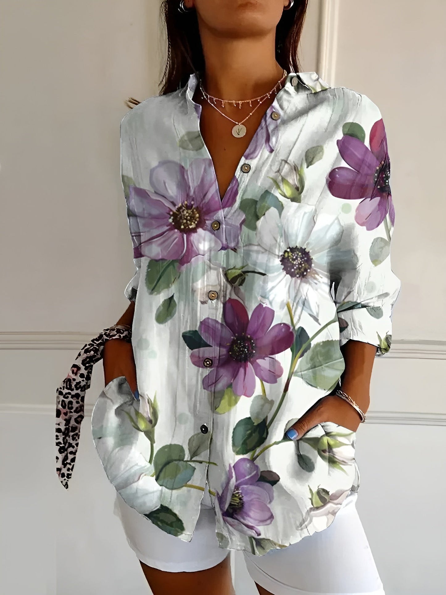 Eline Dames Blouse | Bloemenprint, Luchtige Pasvorm 7