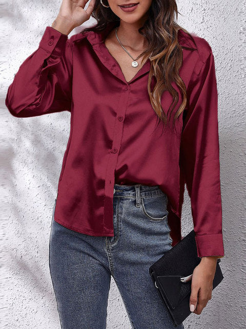 ANA LUIZA | Satijnen Blouse met Luxe Glans & Tijdloze Klasse