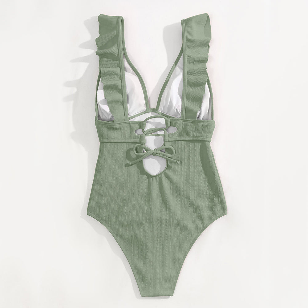 ROXANNE | Boho Bikini met V-Hals, Ruches & Open Rug